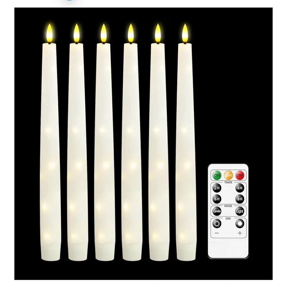 Remote-Controlled LED Taper Candles - White